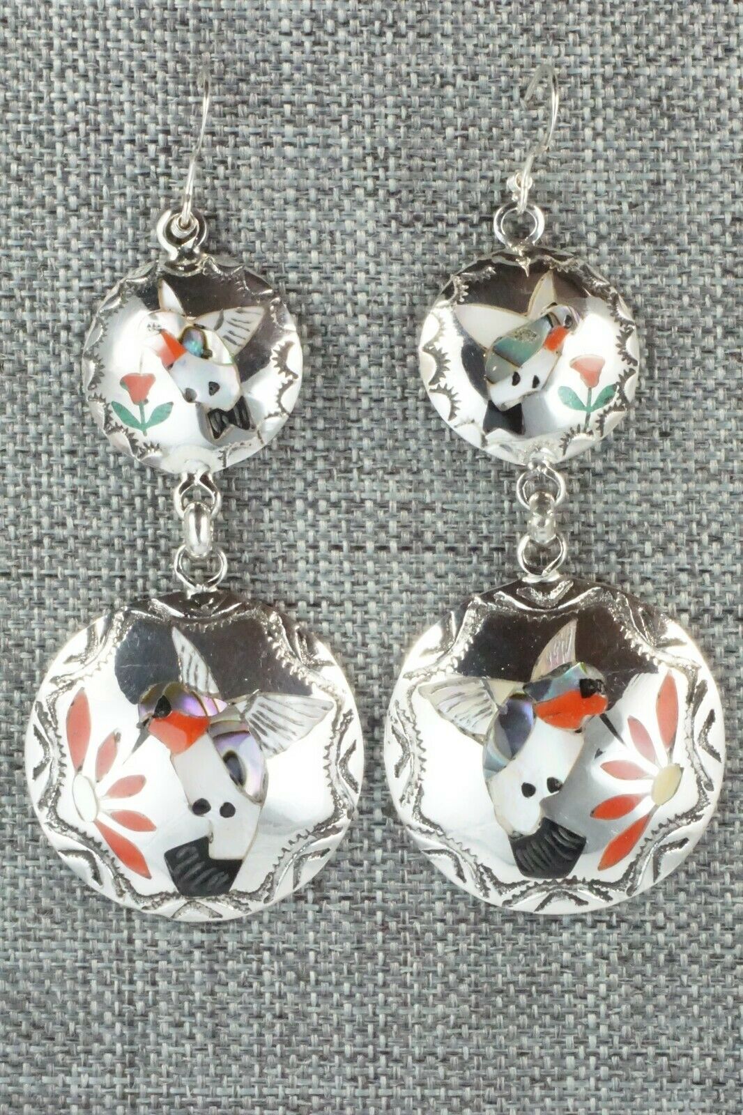 Multi Stone & Sterling Silver Earrings - Quintin Quam Sr.