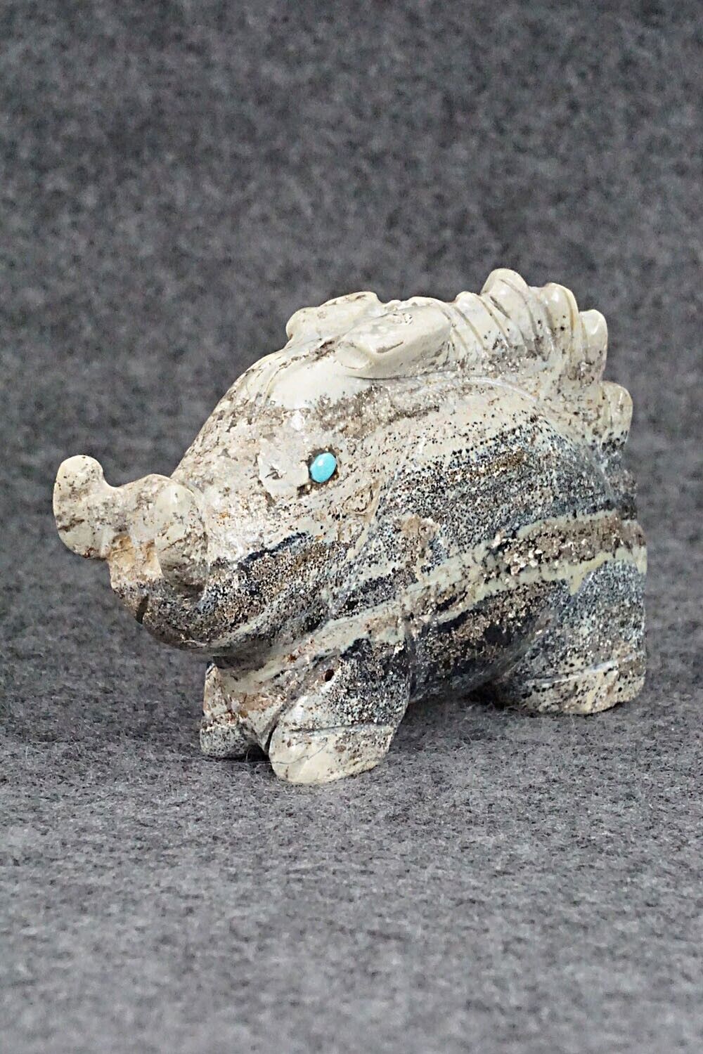 Razorback Hog Zuni Fetish Carving - Louise Ponchuella