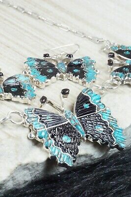 Turquoise & Sterling Silver Necklace and Earrings Set - Tamara Pinto