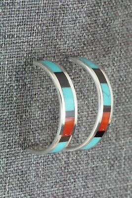 Multi Stone Inlay & Sterling Silver Earrings - Robin Chavez