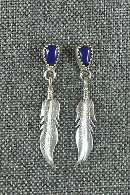Navajo Lapis and Sterling Silver Earrings - Native American - High Lonesome Trading