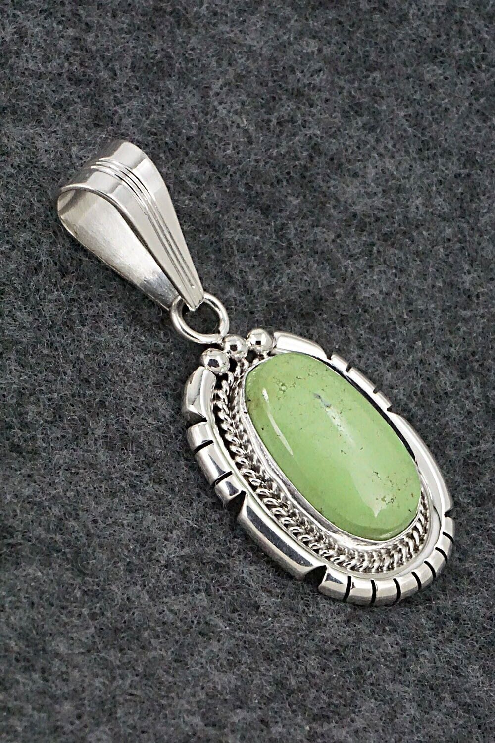 Gaspeite & Sterling Silver Pendant - Samuel Yellowhair