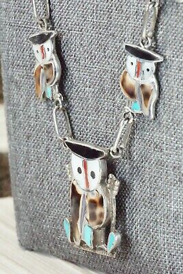 Inlay Owl Necklace and Sterling Silver Earrings Set - Pitkin Natewa