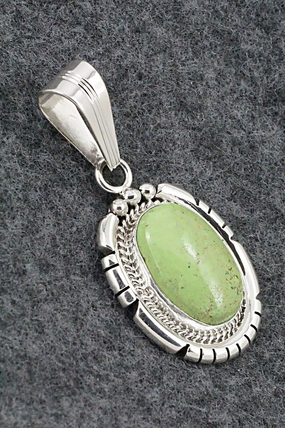 Gaspeite & Sterling Silver Pendant - Samuel Yellowhair