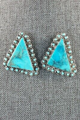 Zuni Turquoise & Sterling Silver Earrings - Jesse Johnson - High Lonesome Trading