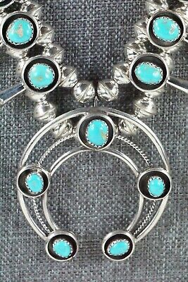 Turquoise & Sterling Silver Squash Blossom & Earrings - Phil Garcia