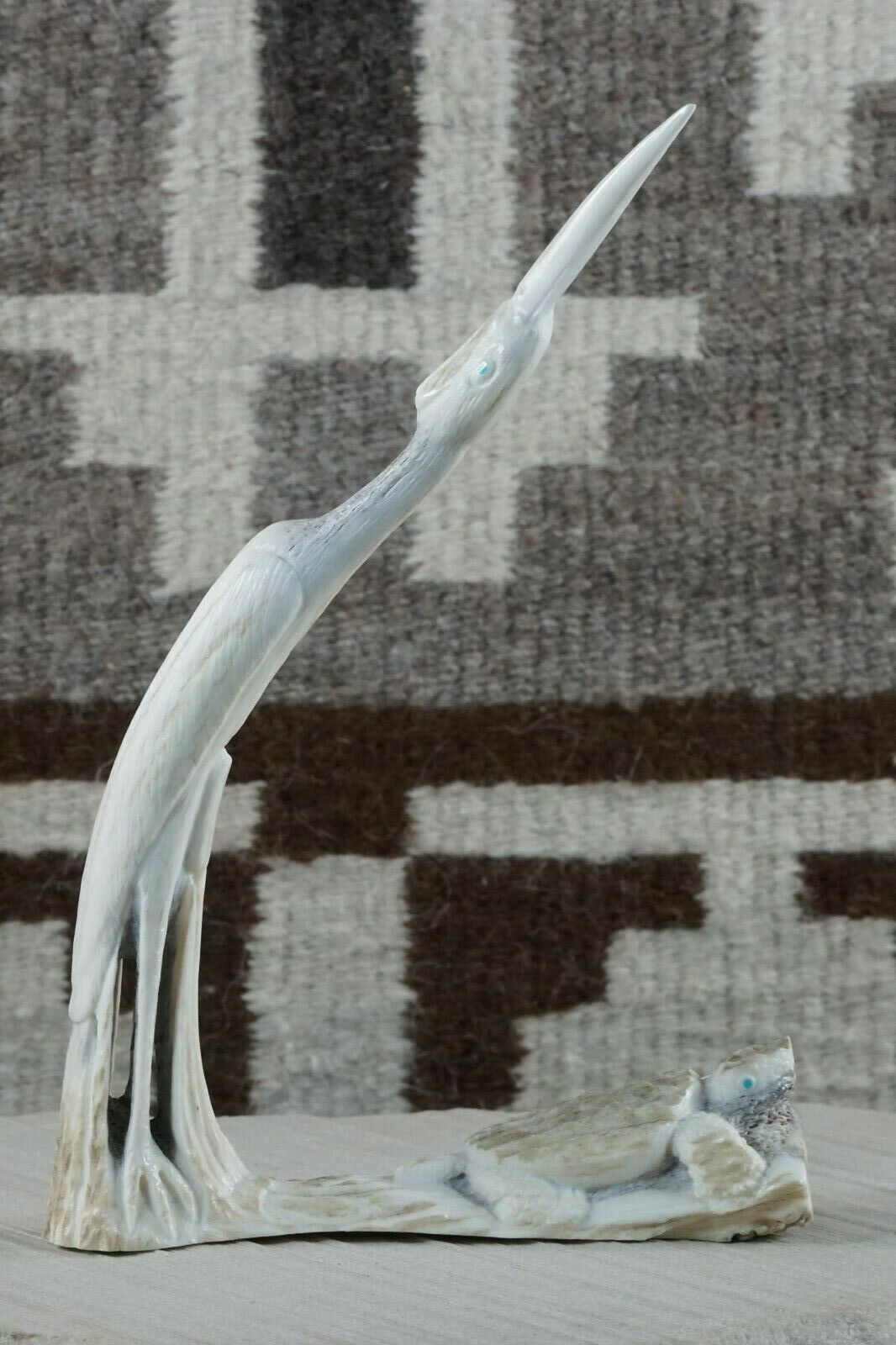 Crane Zuni Fetish Carving - Maxx Laate - High Lonesome Trading