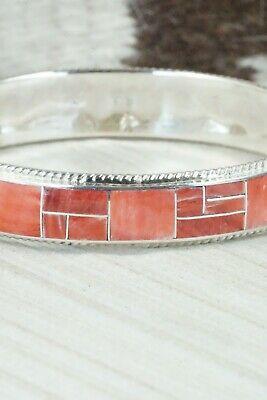 Spiny Oyster & Sterling Silver Bangle Bracelet - Ricky Booqua - High Lonesome Trading