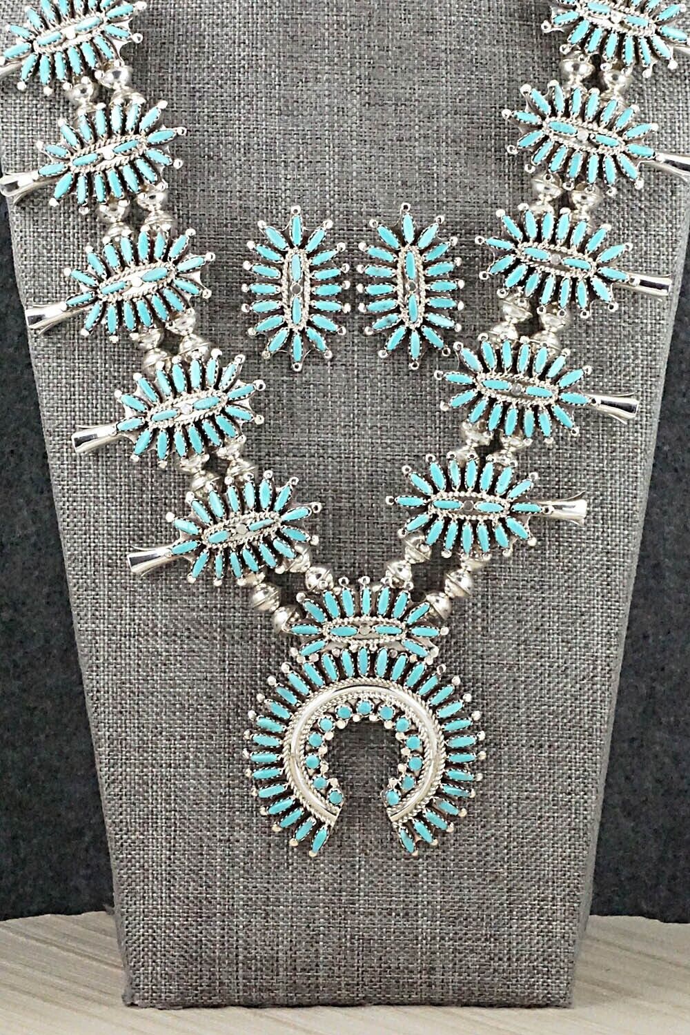 Turquoise & Sterling Silver Squash Blossom Set - Nathaniel Nez