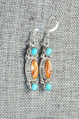 Turquoise, Spiny Oyster and Sterling Silver Earrings - Harris Largo