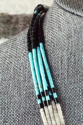 Turquoise, Shell, Coral & Sterling Silver Necklace - Esquipula Tenorio