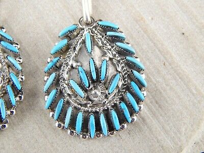 Zuni Sterling Silver & Turquoise Earrings - Evangeline Wyaco - High Lonesome Trading