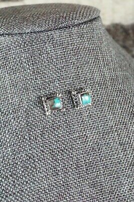 Navajo Turquoise & Sterling Silver Earrings - Jacinda Bodie