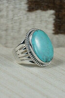 Navajo Turquoise & Sterling Silver Ring - Jeanette Saunders - Size 11.75