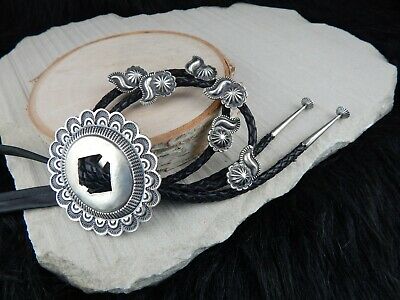 Navajo Sterling Silver Bolo Tie - Roberta Begay - High Lonesome Trading