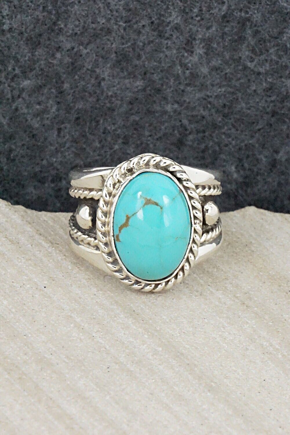 Turquoise & Sterling Silver Ring - Thomas Yazzie - Size 6.5