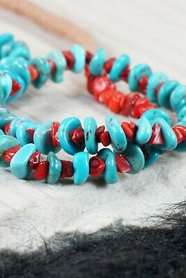 Navajo Turquoise & Coral Necklace - Rita Begay