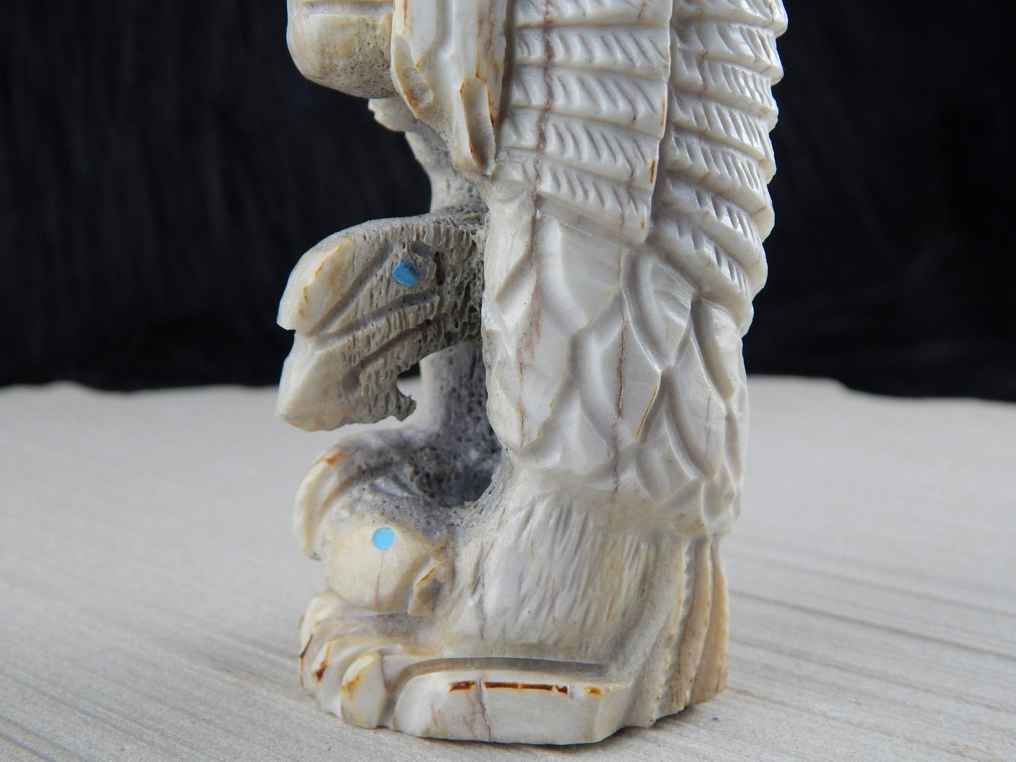 Chief & Eagle Zuni Fetish Carving - Jerrold Lahaleon - High Lonesome Trading