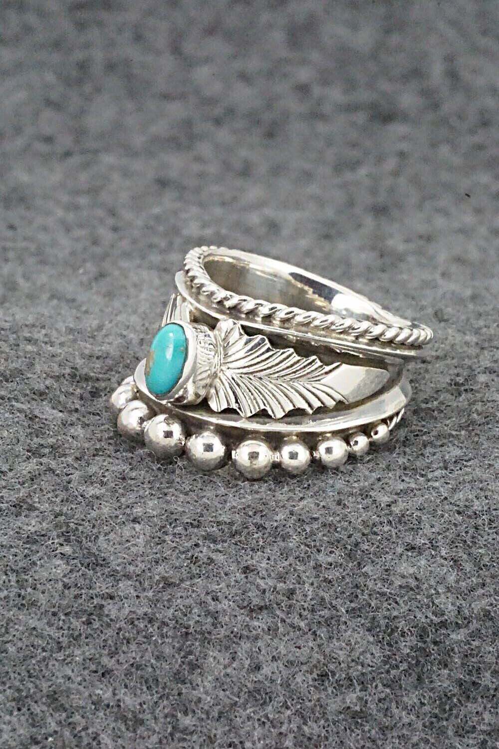Turquoise & Sterling Silver Ring - Tom Lewis - Size 7.75