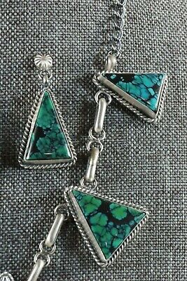 Navajo Turquoise & Sterling Silver Necklace - Raymond Delgarito - High Lonesome Trading