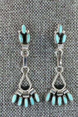 Zuni Turquoise & Sterling Silver Necklace and Earrings Set - Evonne Hustito