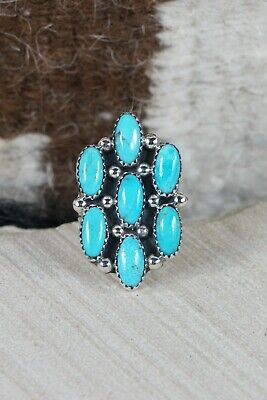 Navajo 7 Stone Turquoise and Sterling Silver Ring - Roberta Begay - 8