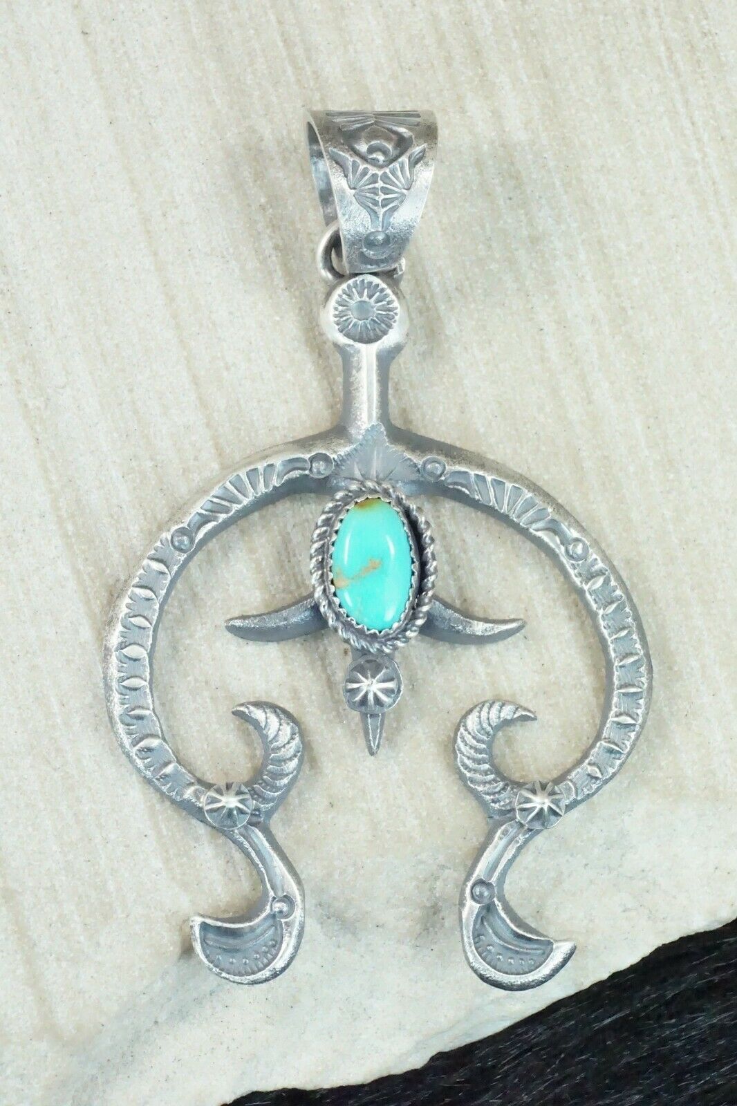 Turquoise and Sterling Silver Pendant - Eva & Linberg Billah - High Lonesome Trading