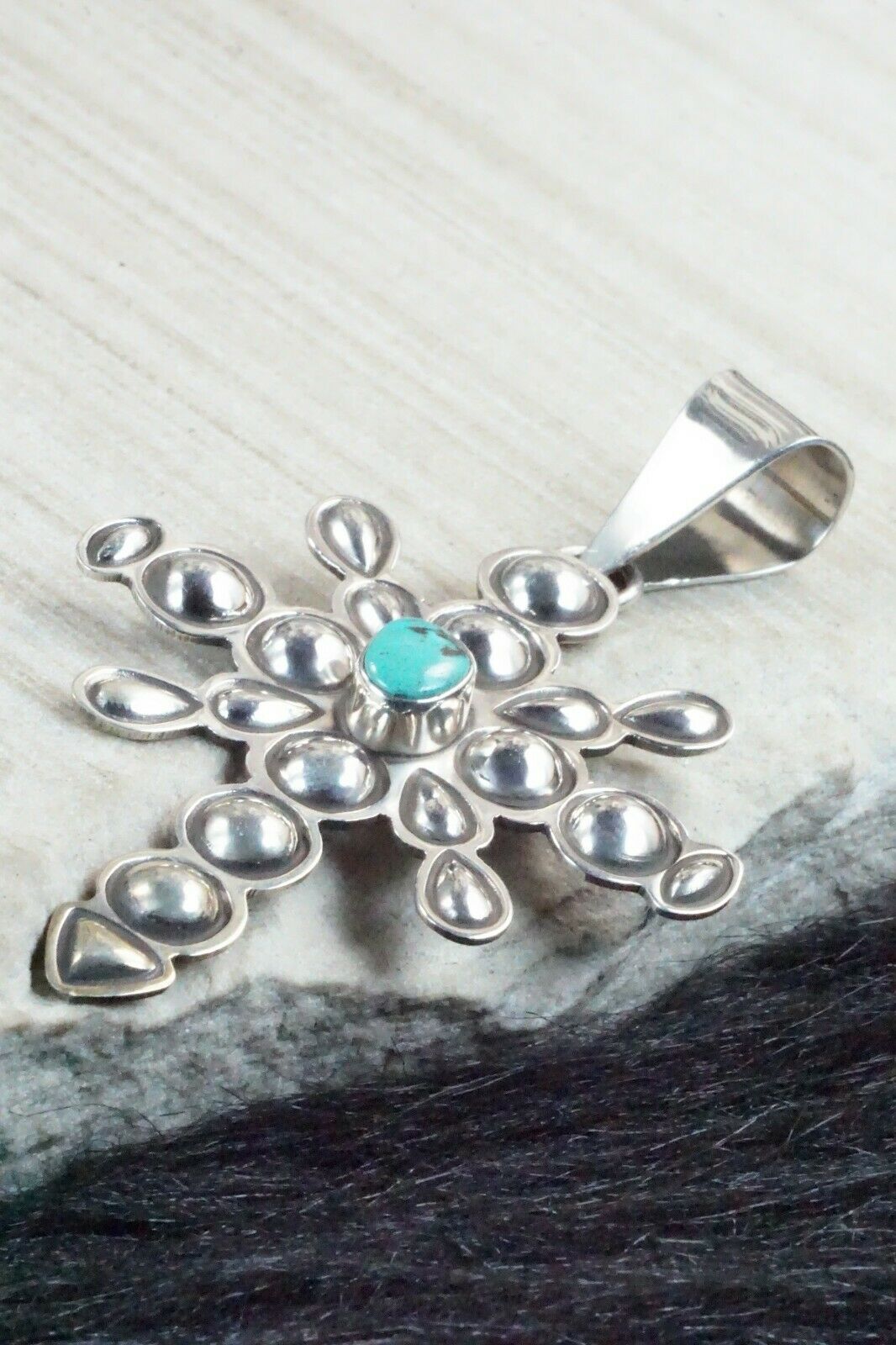 Turquoise & Sterling Silver Cross Pendant - Alex Sanchez
