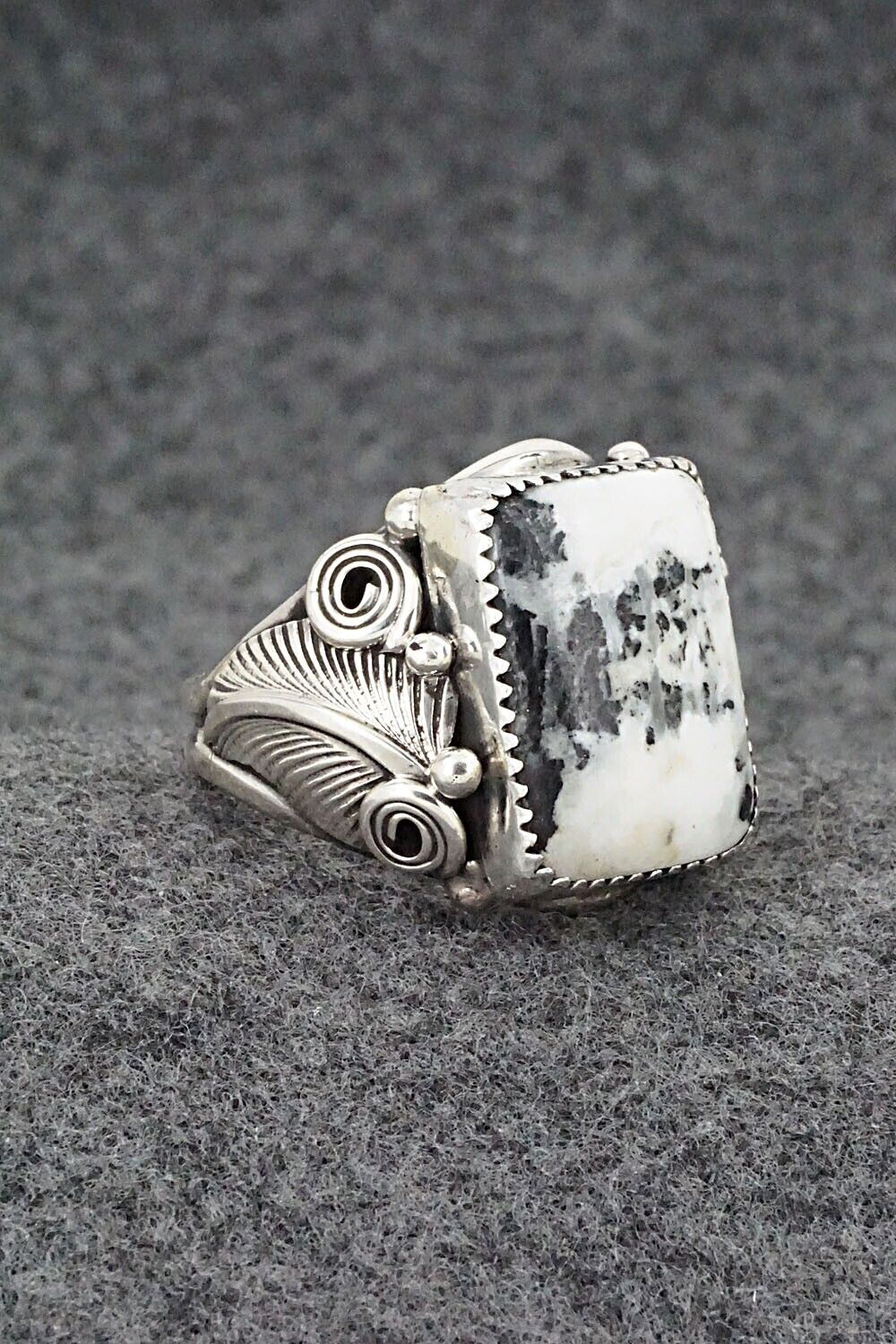 White Buffalo & Sterling Silver Ring - Darrell Morgan - Size 11