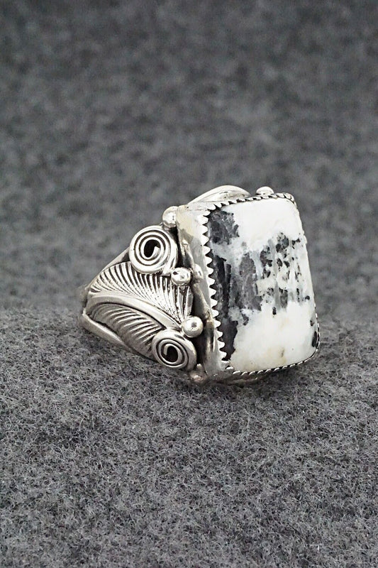 White Buffalo & Sterling Silver Ring - Darrell Morgan - Size 11