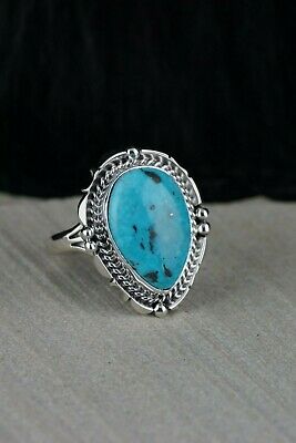 Navajo Turquoise and Sterling Silver Ring - Daniel Benally - Size 9 - High Lonesome Trading
