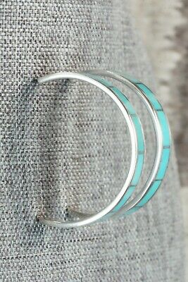 Turquoise & Sterling Silver Hoop Earrings - Joann Peina