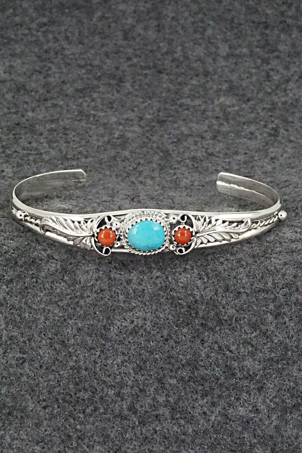 Turquoise, Coral & Sterling Silver Bracelet - Alice Rose Saunders
