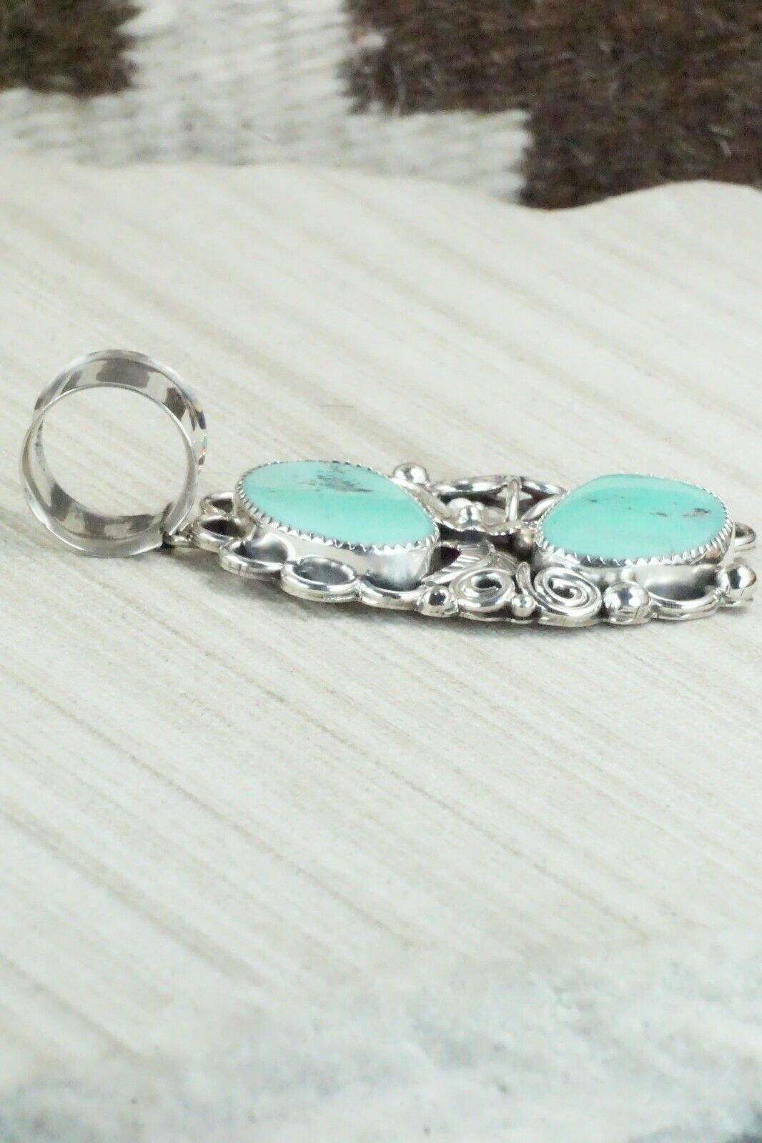Turquoise and Sterling Silver Pendant - Shirley Largo