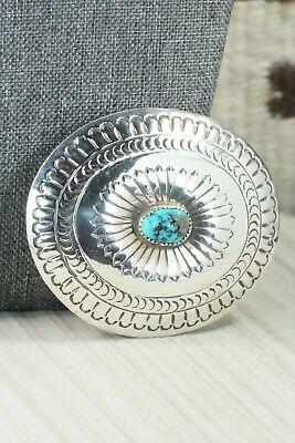 Turquoise & Sterling Silver Belt Buckle - Carson Blackgoat - High Lonesome Trading