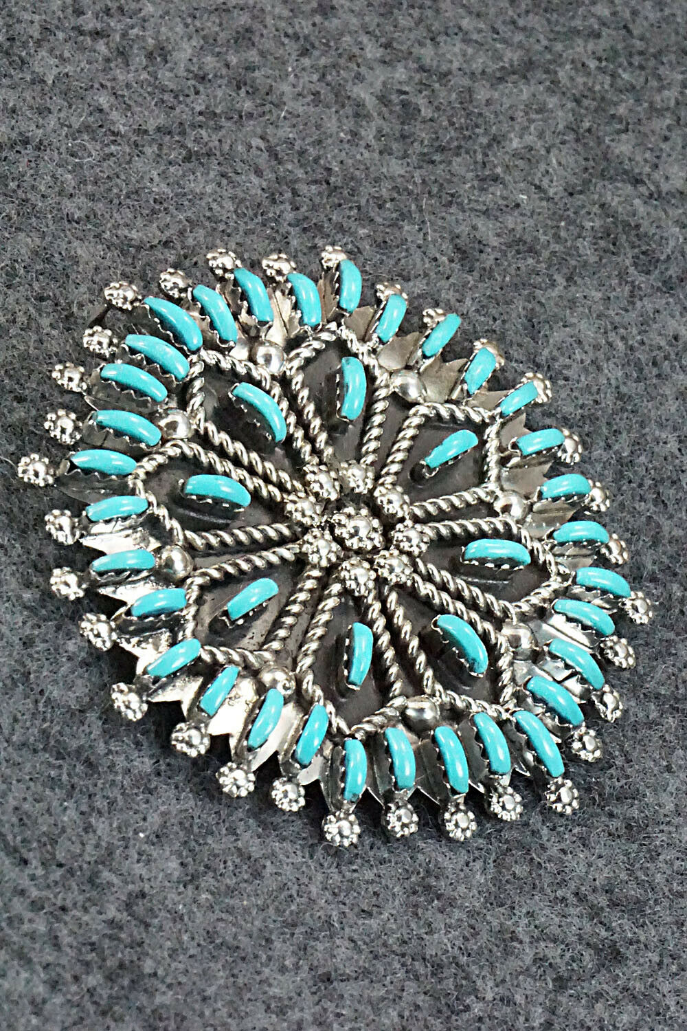 Turquoise & Sterling Silver Pendant/Pin - Keith Leekity