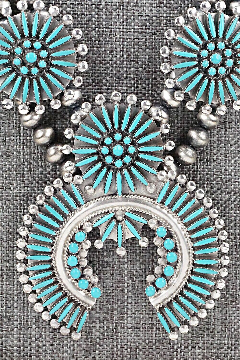 Turquoise & Sterling Silver Squash Blossom Set - Sibert Bowannie Sr.