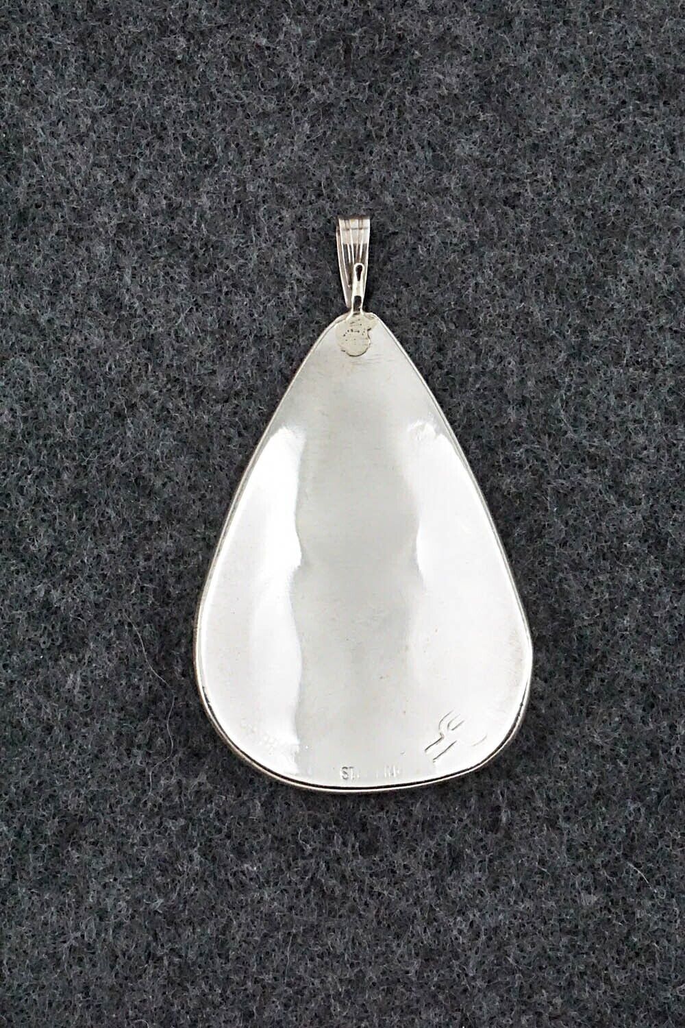 Turquoise, Coral and Sterling Silver Pendant - Jolene Yazzie