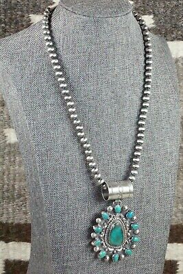 Turquoise Pendant & Sterling Silver Necklace - Tom Lewis