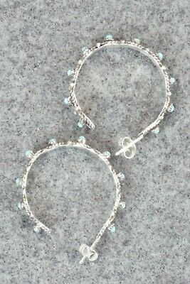 Turquoise & Sterling Silver Hoop Earrings - Georgiann Chavez