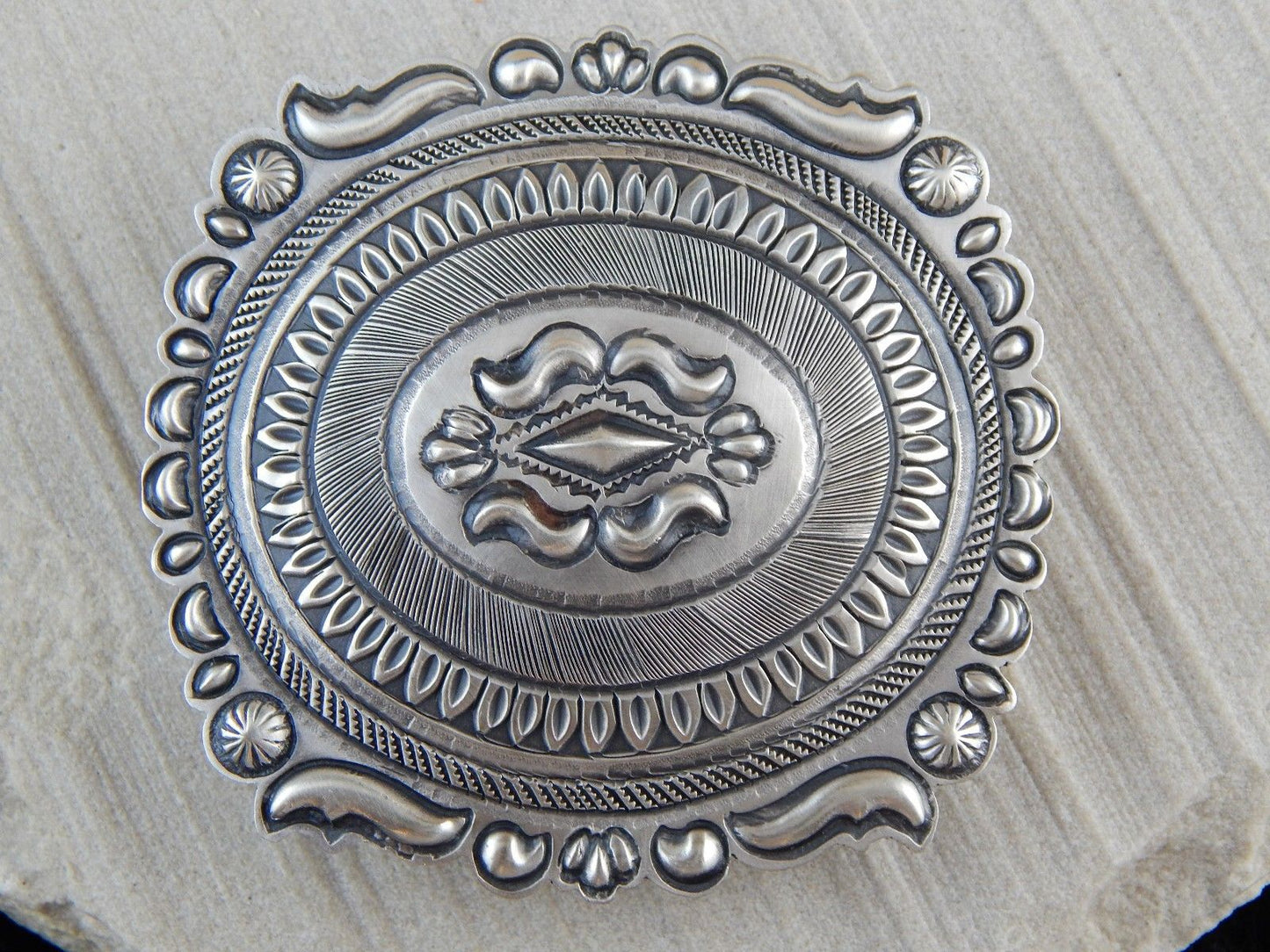 Navajo Sterling Silver Belt Buckle - Eugene Charley - High Lonesome Trading