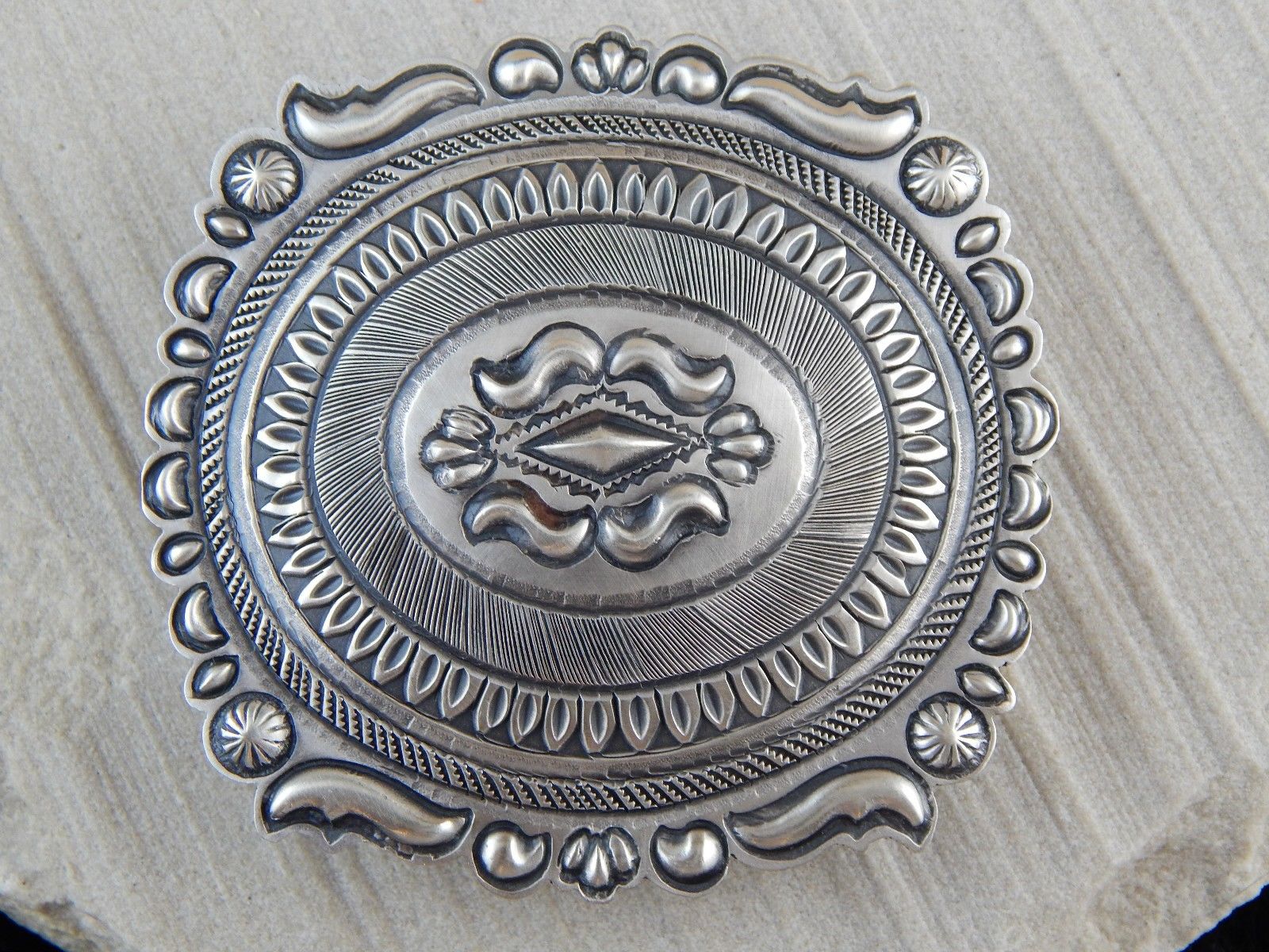 Navajo Sterling Silver Belt Buckle - Eugene Charley - High Lonesome Trading