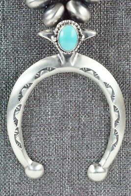 Turquoise & Sterling Silver Squash Blossom Necklace - Jan Mariano