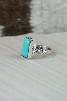 Navajo Turquoise and Sterling Silver Ring - Andrew Vandever - Size 5.75