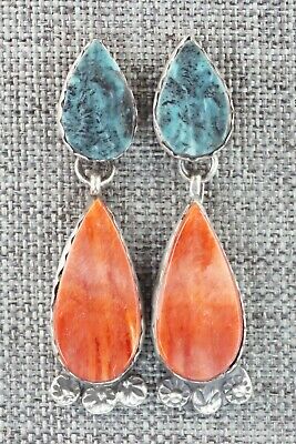 Turquoise, Spiny Oyster & Sterling Silver Earrings - Selina Warner