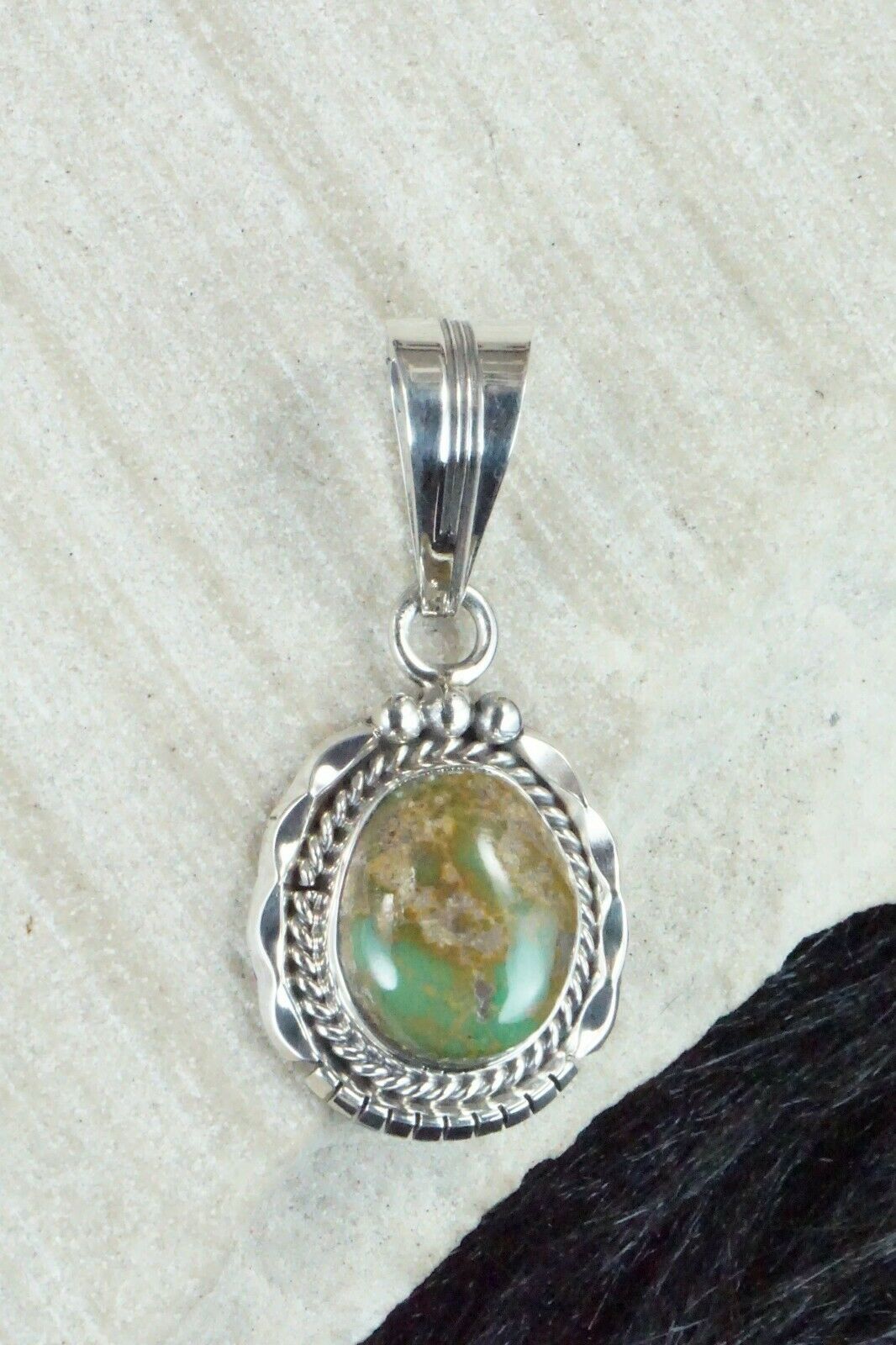Turquoise and Sterling Silver Pendant - Samuel Yellowhair - High Lonesome Trading