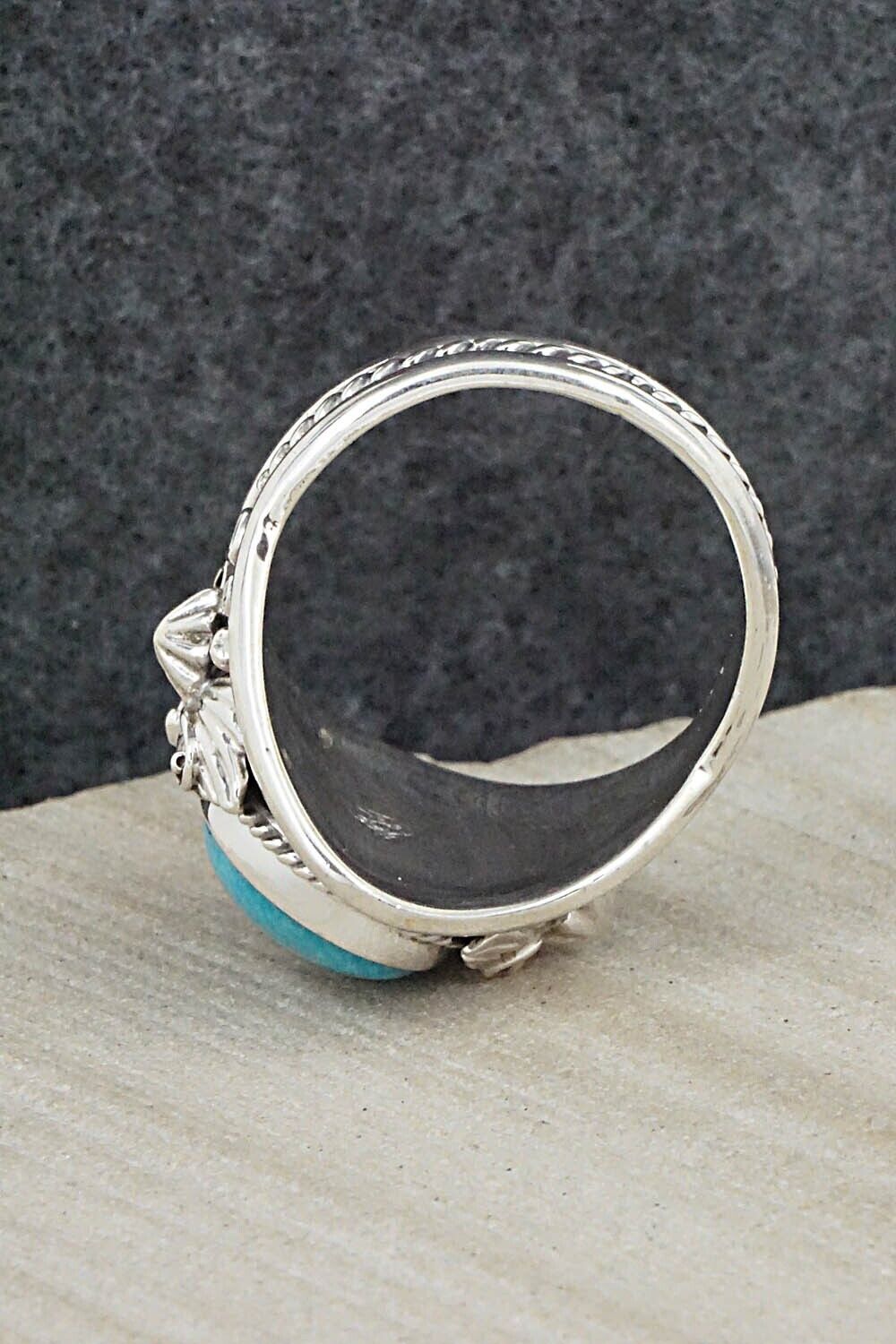 Turquoise & Sterling Silver Ring - Leonard Spencer - Size 13