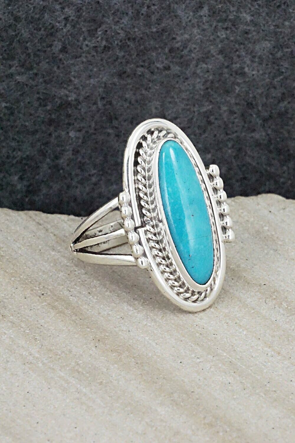 Turquoise & Sterling Silver Ring - Samuel Yellowhair - Size 5.75