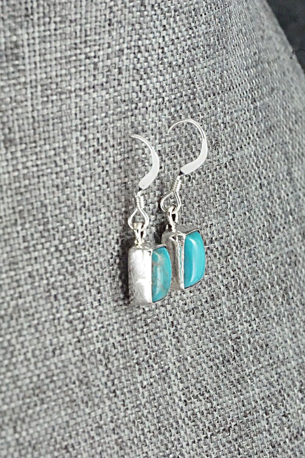 Turquoise & Sterling Silver Earrings - Lee Shorty