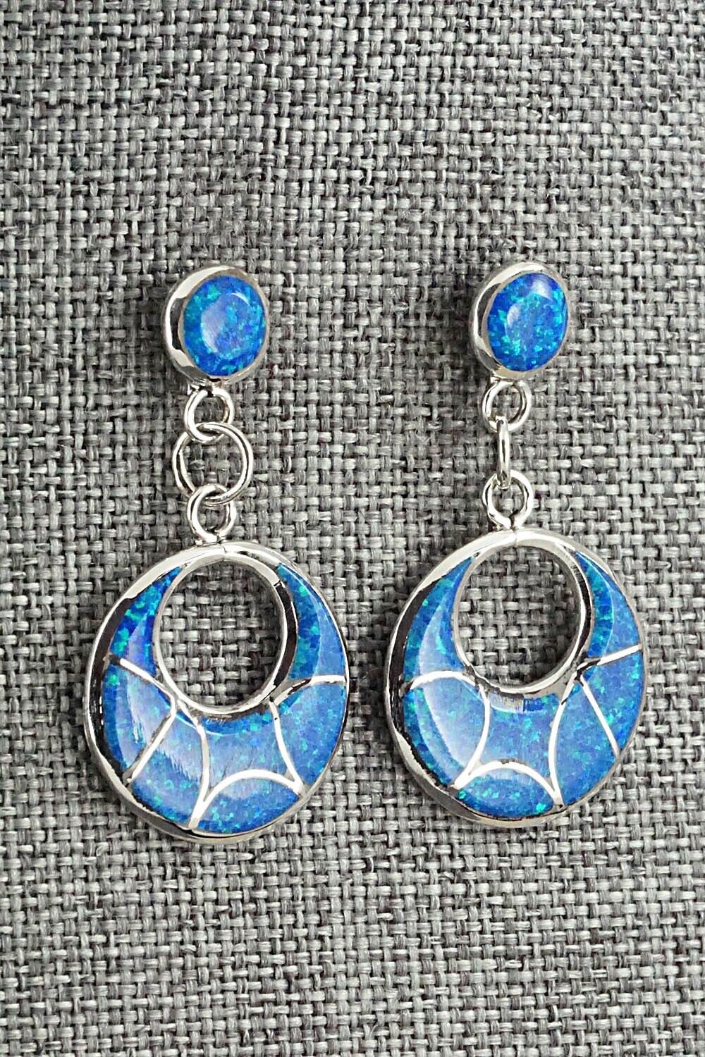 Opalite & Sterling Silver Inlay Earrings - Delorna Lahi